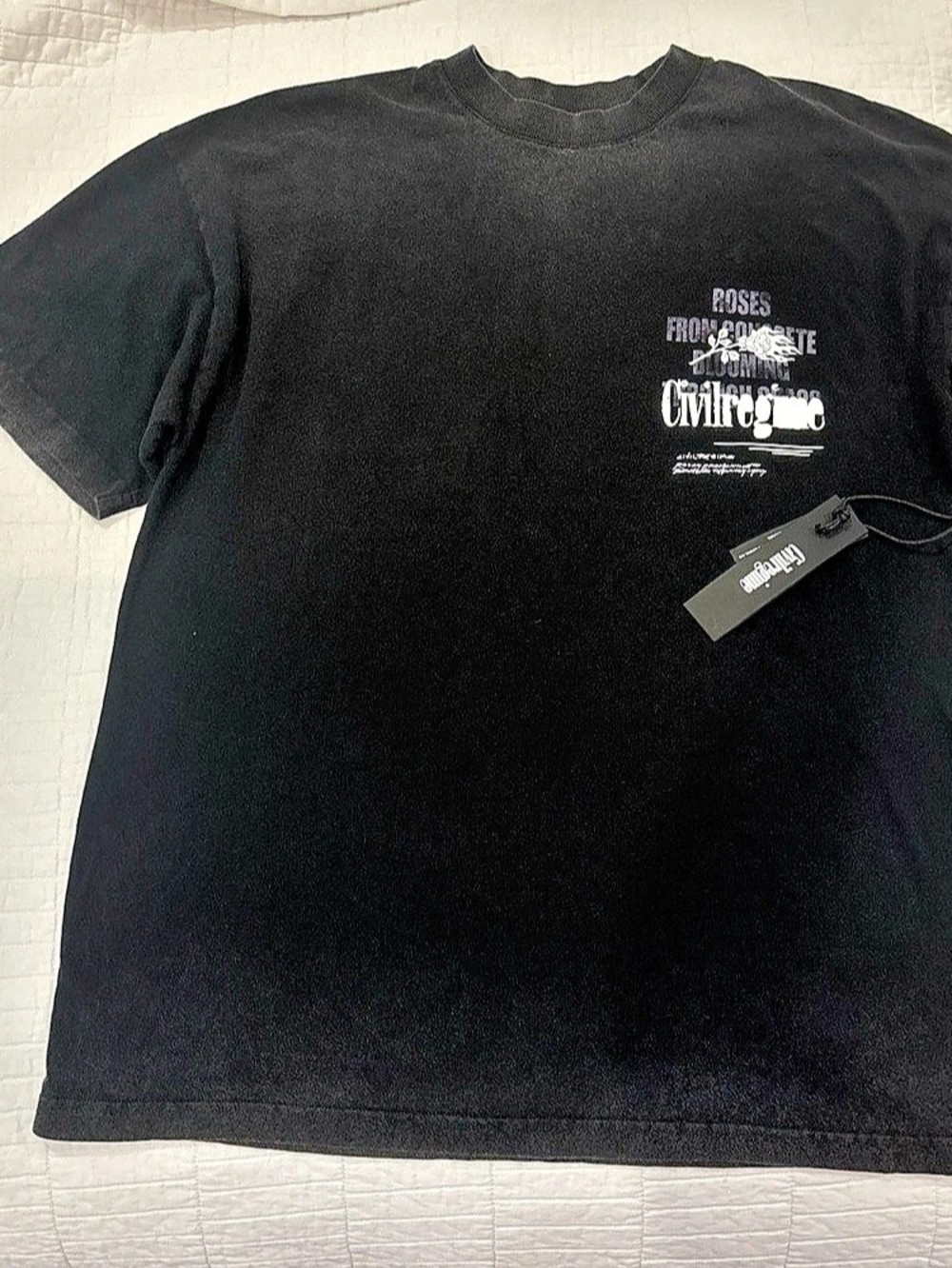 Civil Regime Roses From Concrete Graphic T-Shirt Black Small Oversized